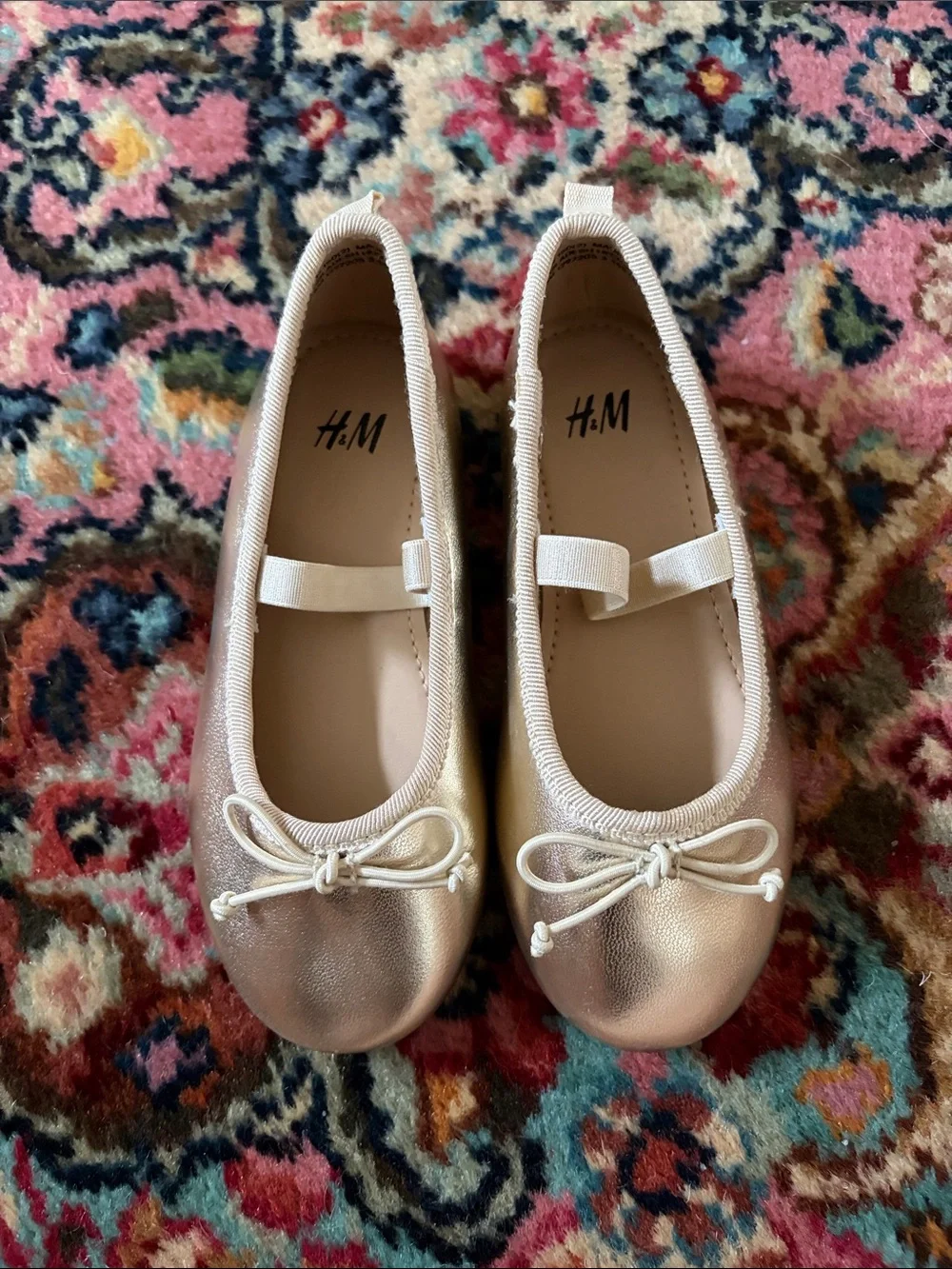 H&M Girls Metallic Gold Mary Jane Flats